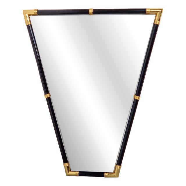Modern Black Lacquer Metal Triangle Mirror, 1970s For Sale