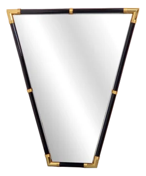 Modern Black Lacquer Metal Triangle Mirror, 1970s