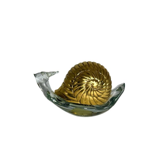 Brass & Glass Snail Figurine Sculpture Decorative Art Collectible For Sale - Image 4 of 12