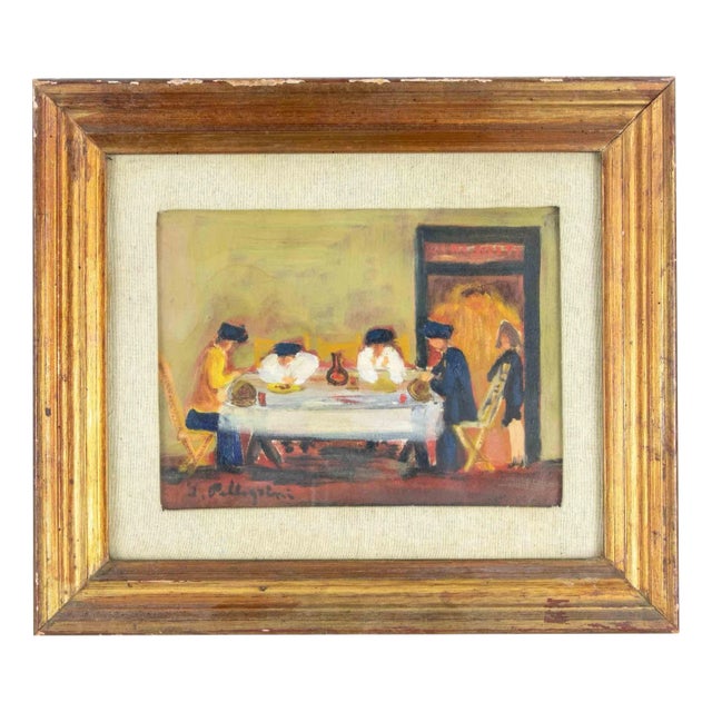 Sirio Pellegrini, In the Tavern, Oil on Canvas, 1969 For Sale