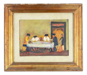 Sirio Pellegrini, In the Tavern, Oil on Canvas, 1969