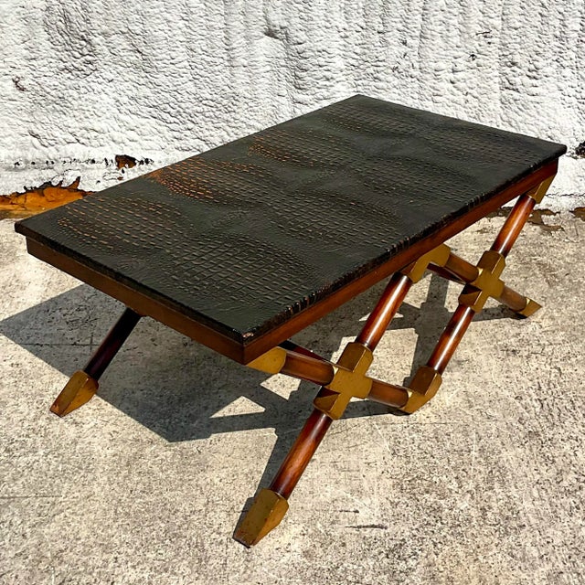Wood Late 20th Century Vintage Boho John Richards Campaign Coffee Table For Sale - Image 7 of 9