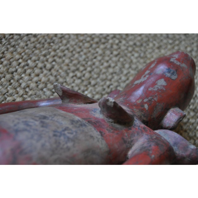 Large Vintage Pre Columbian Colima Style Seated Terracotta Figure For Sale - Image 4 of 9