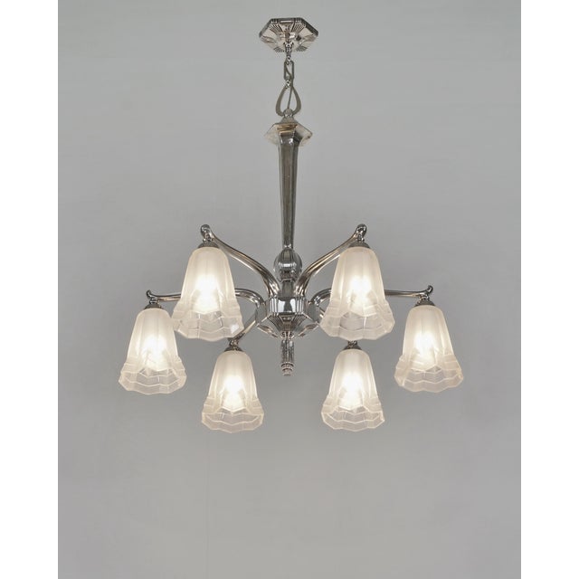 Art Deco French Art Deco Chandelier by Degue 1930 France For Sale - Image 3 of 12