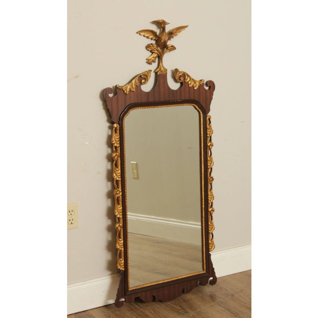 High Quality American Made Partial Gilt Mahogany Wall Mirror with Carved Eagle Crest, Model Number 5274
