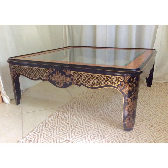 1980s Chinoiserie Drexel Black and Gold Wood Coffee Table Chairish