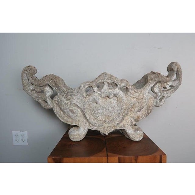 Monumental Hand-Carved Stone Garden Urn / Basin, Possibly Southeast Asian For Sale - Image 4 of 10