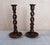 Large Antique English Oak Barley Twist Candlesticks, 1920, Set of 2 For Sale - Image 4 of 8