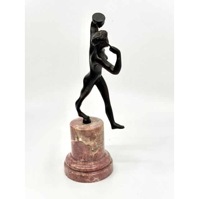 Black Early 20th Century Grand Tour Neoclassical Minauture Bronze Mounted on Beautiful Rouge Marble Base For Sale - Image 8 of 13