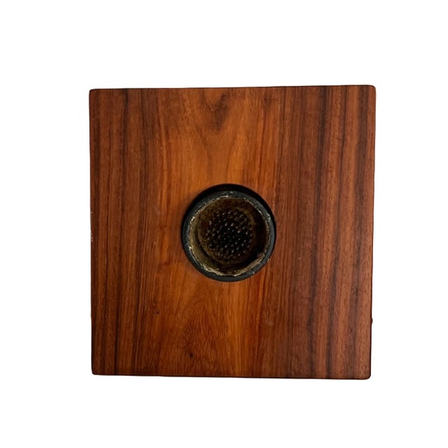 Asian 1990s Ikebana Square Walnut Vase With Frog For Sale - Image 3 of 6