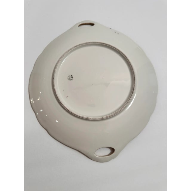 French Antique Limoges Hand Painted Cake Plate Floral Double Handled Porcelain For Sale - Image 6 of 10