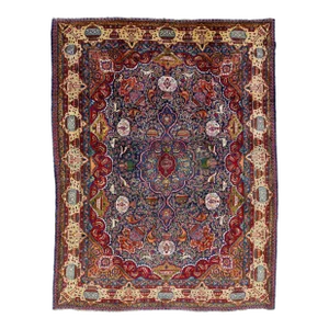 Multicolor Persian Kerman Wool Rug With Allover Design