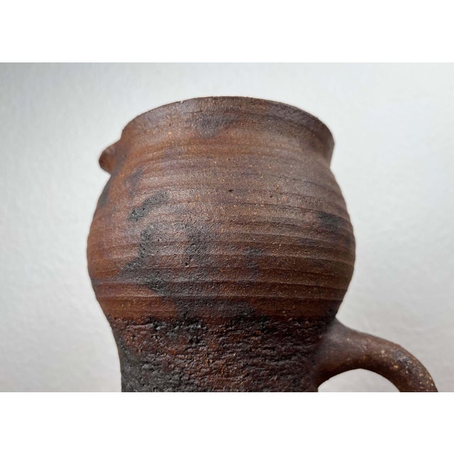 1970s Mid-Century Modern Brutalist German Studio Pottery Carafe Vase by Gerhard Liebenthron, 1974 For Sale - Image 5 of 18