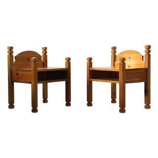 Vintage Pine Bedside Tables, Denmark, 1970s, Set of 2 For Sale
