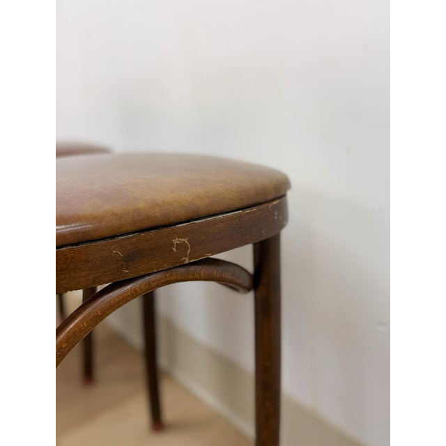 Pair of Vintage Walnut Bentwood Chairs, Curved Wood Accent Seating For Sale - Image 12 of 14