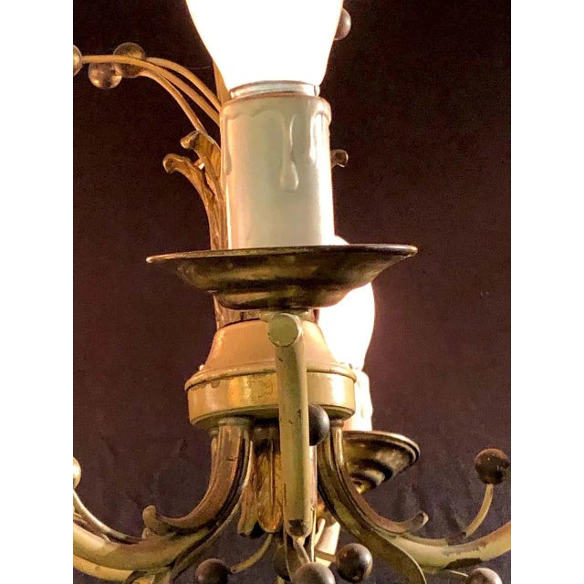 Hollywood Regency Balloon Shaped Chandelier, Metal Paint Decorated With 5 Arms For Sale In New York - Image 6 of 10