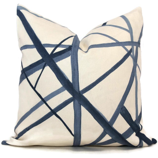 20 X 20 Periwinkle Blue Channels Pillow Cover By Groundworks