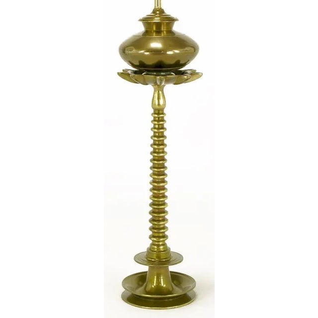 French French Moderne Solid Brass Segmented Table Lamp For Sale - Image 3 of 6