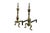 Antique brass and cast iron fireplace hearthware andirons firedogs featuring Colonial styling with trophy urn form....