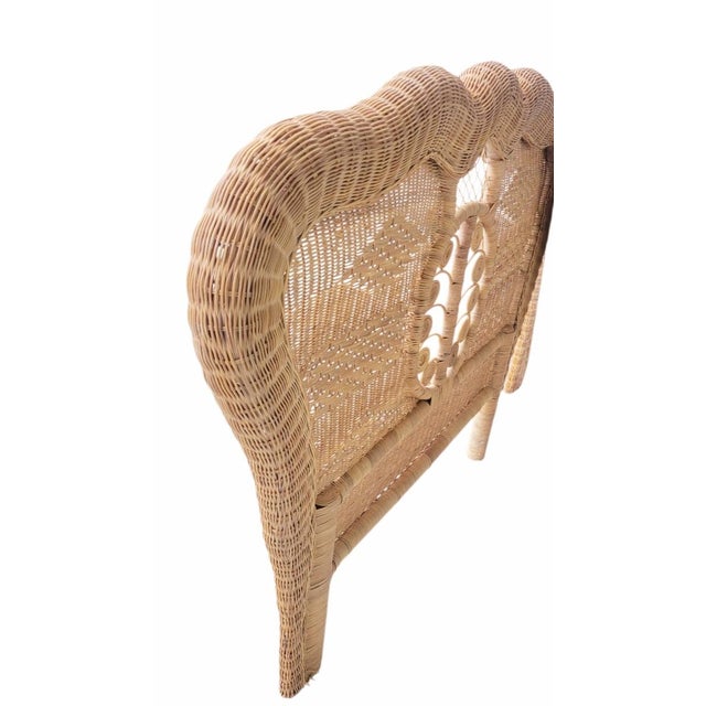Serena & Lily Vintage Oversized Arched Natural Wicker Coastal Boho Twin Size Headboards- A Pair For Sale - Image 4 of 9