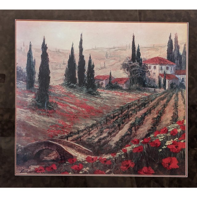 Late 20th Century Signed Fronckowiak "Poppies of Toscano I & II" Framed Fine Art Print Pair For Sale - Image 11 of 18