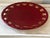 Large Model No. 4162 Openwork Platter in Ruby ​​Red Glazed Earthenware with Gilt Highlights Blanche Letalle for Saint-...