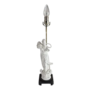 Chinese Quan Yin Blanc De Chine Figural Lamp 23" Tall