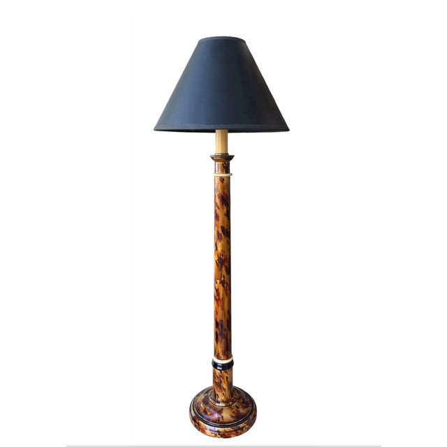 1990s Art Deco Trompe l'Oeil Faux Shell Candlestick Table Lamp For Sale - Image 4 of 4