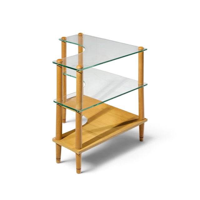 Gilbert Rohde Gilbert Rohde Style Mid Century Glass and Walnut Corner Table For Sale - Image 4 of 7