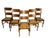 Beautiful set of 5 solid oak ladder-back chairs with caned seats and elegant cabriole legs. Sturdy, comfortable, and full...