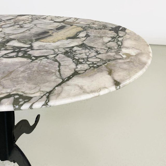 Black Italian Coffee Table with Oval Marble Top and Metal Legs, 1970s For Sale - Image 8 of 14