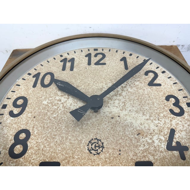 Large Brown Industrial Factory Wall Clock from Chronotechna, 1950s For Sale - Image 9 of 18