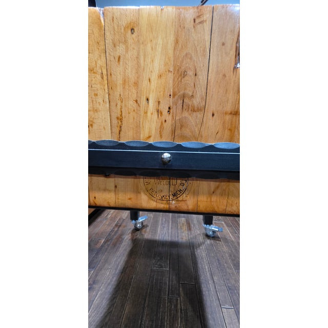 Amber Mid-Century Michigan Maple Block Co. "Southpaw" 10.5- Inch Industrial Butcher Block Island For Sale - Image 8 of 14