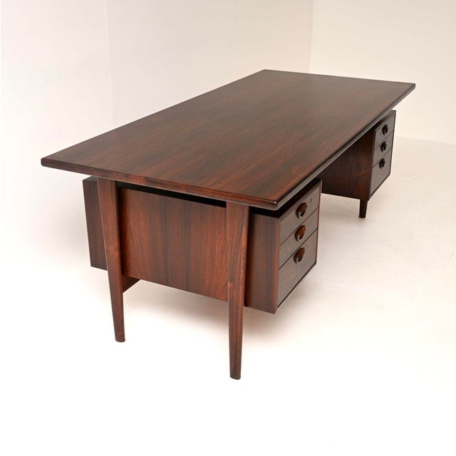 Mid-Century Modern Large Vintage Danish Carved Desk, 1960 For Sale - Image 3 of 11