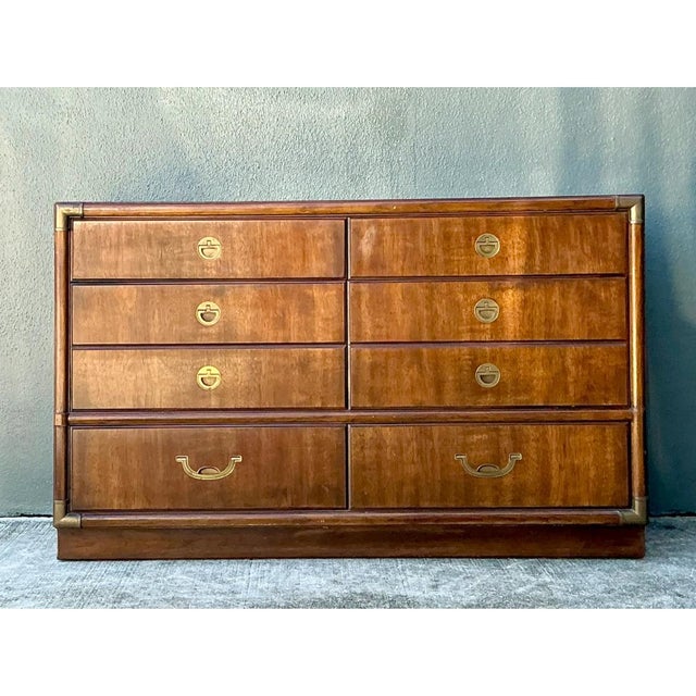 Vintage Drexel Wood and Metal Campaign Dresser For Sale - Image 10 of 12