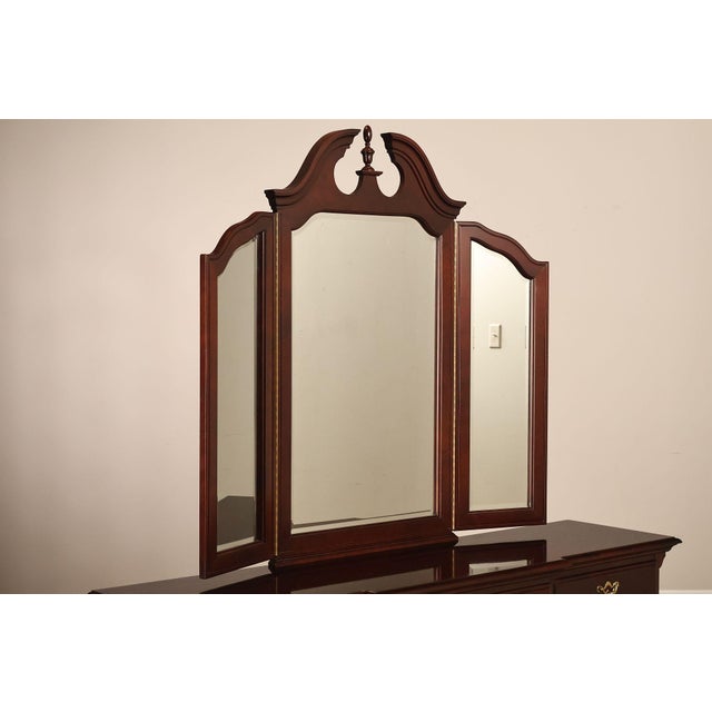 Thomasville 'Collectors Cherry' Triple Dresser with Tri-Fold Mirror For Sale In Philadelphia - Image 6 of 18