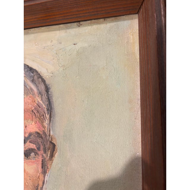 Vintage Portrait of a Man | Original Oil Painting on Swedish Board | Winsor & Newton, New York Provenance | C. 1950s | 18” X 14” Framed For Sale - Image 4 of 7