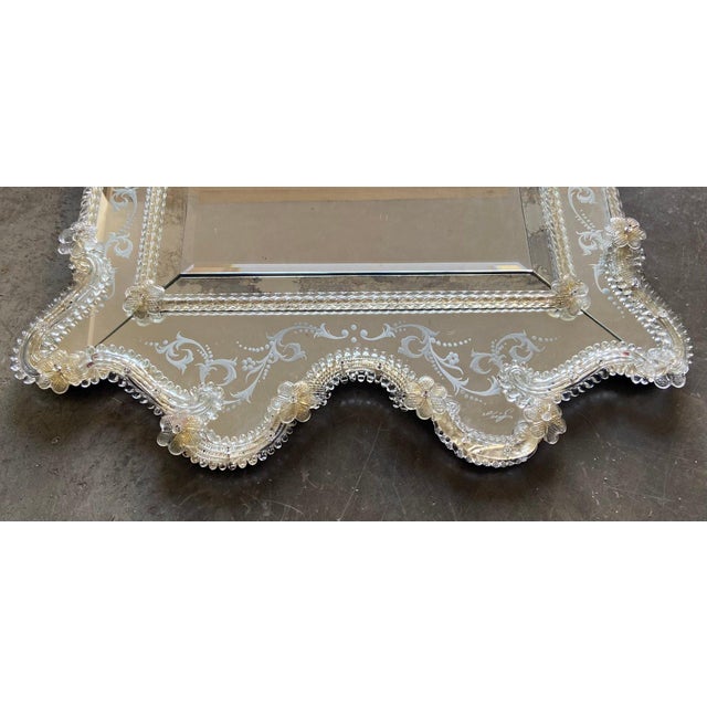 Large Venetian Murano Glass Wall Mirror, 1960s For Sale - Image 4 of 10