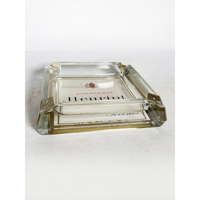 Glass Henriot Champagne Ashtray, Thick Glass, Square Design, France, 1960s For Sale - Image 7 of 13
