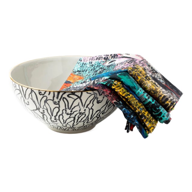 Hunt Slonem Rabbit Run Serving Bowl, Medium For Sale