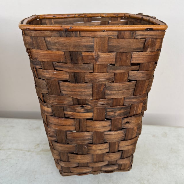 Mid-Century Modern Mid 20th Century Vintage Mid Century Woven Basket From Hong Kong For Sale - Image 3 of 7
