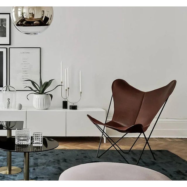 Cognac and Steel Trifolium Chair by OxDenmarq For Sale - Image 6 of 8