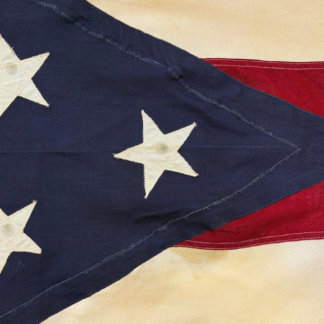 American Oversize Vintage Sewn Cotton Ohio American State Flag For Sale - Image 3 of 7