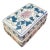 Vintage Chinoiserie Porcelain Box With Lid, Pink & Blue Lotus Motif For Sale