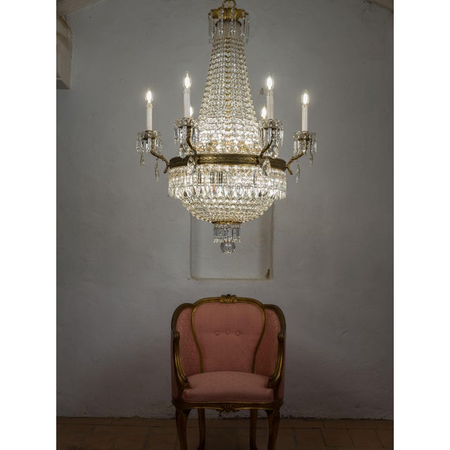Large Italian Beaded Crystal Basket Chandelier, 1920s For Sale - Image 13 of 17