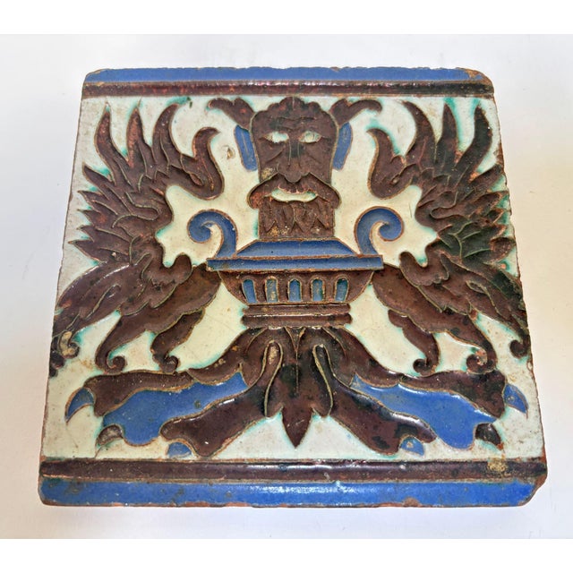 Baroque Antique Spanish Triana Tile, Seville Spain Mudejar Grotesque Motif For Sale - Image 3 of 11