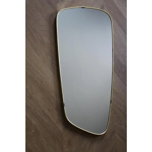 Silver Mid-Century Modern Italian Asymmetrical Brass Wall Mirror, 1950s For Sale - Image 8 of 18