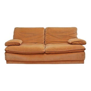 Vintage Roche Bobois Modular Loveseats with Suede Upholstery and Leather Piping For Sale