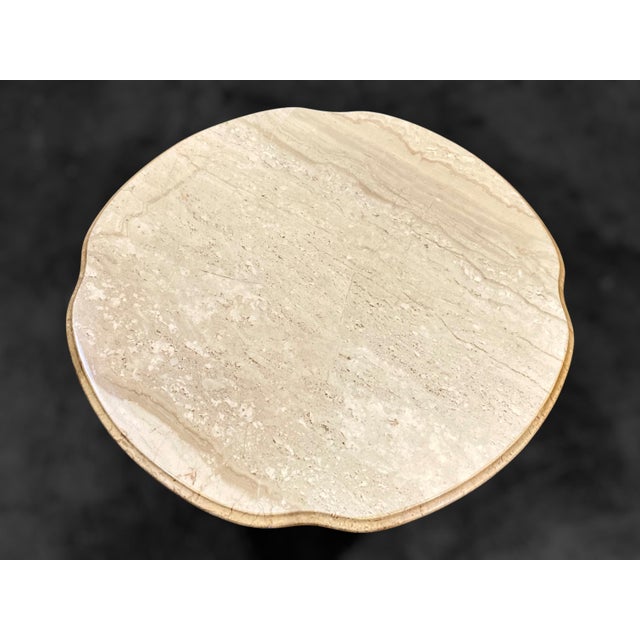Pair of 1970s Italian Travertine Scalloped Edge Pedestal End Tables For Sale In Richmond - Image 6 of 18
