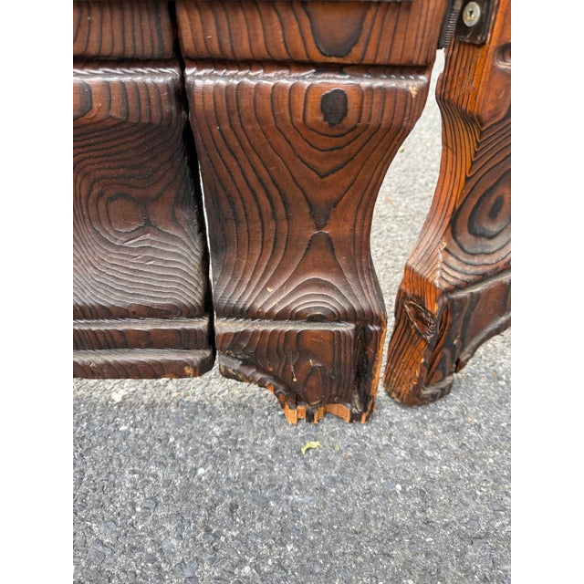 Coffee 1960s Tiki Chateau Hand Carved Cedar Wood Screen or Room Divider by Witco For Sale - Image 8 of 9